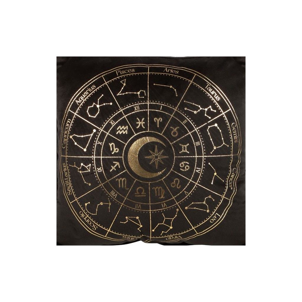 35cm Square Black Astrology Wheel Cushion