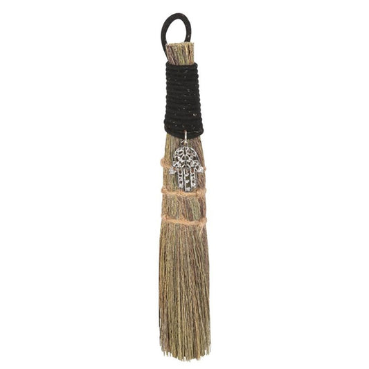 20cm Broom with Hamsa Hand Charm